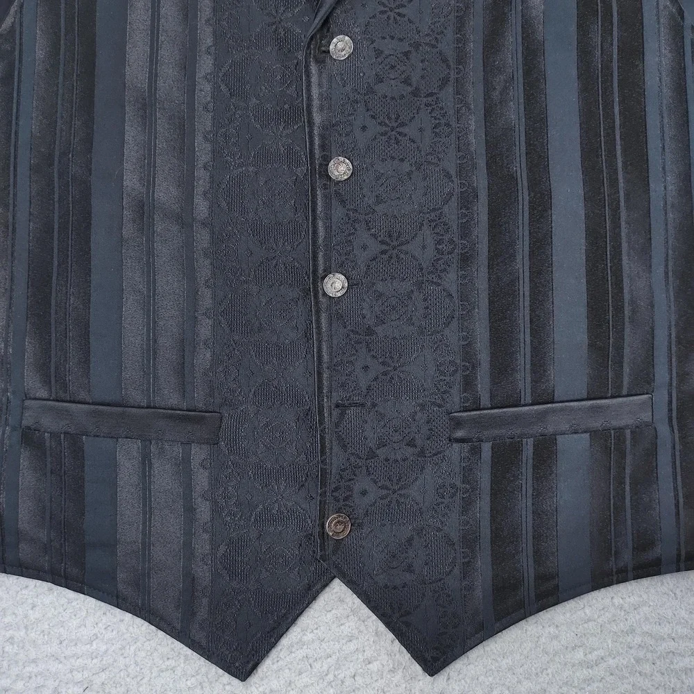Wah maker Vest Mens XL Black Stripe Western Suit Waistcoat Limited Edition USA